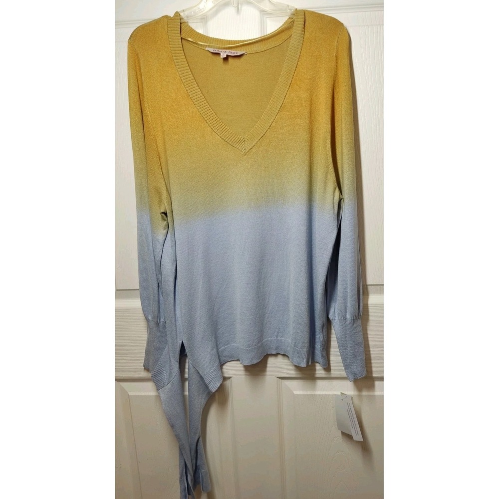 Willow Drive Dip-Dye Tie-Hem Top -Gold  Blue Combo Size XL‎